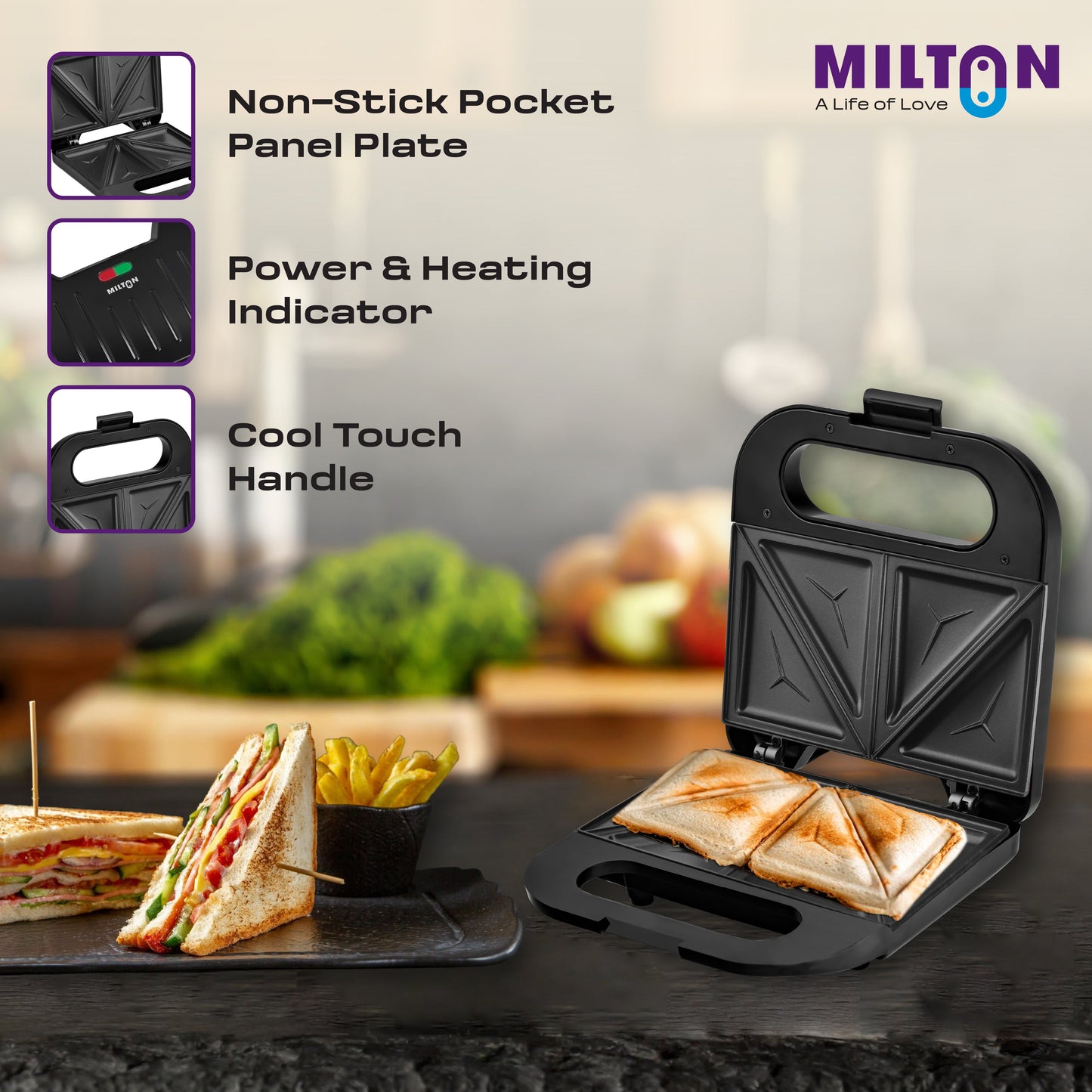 Milton Royal Express 800W 2 Slice Triangular Sandwich Maker
