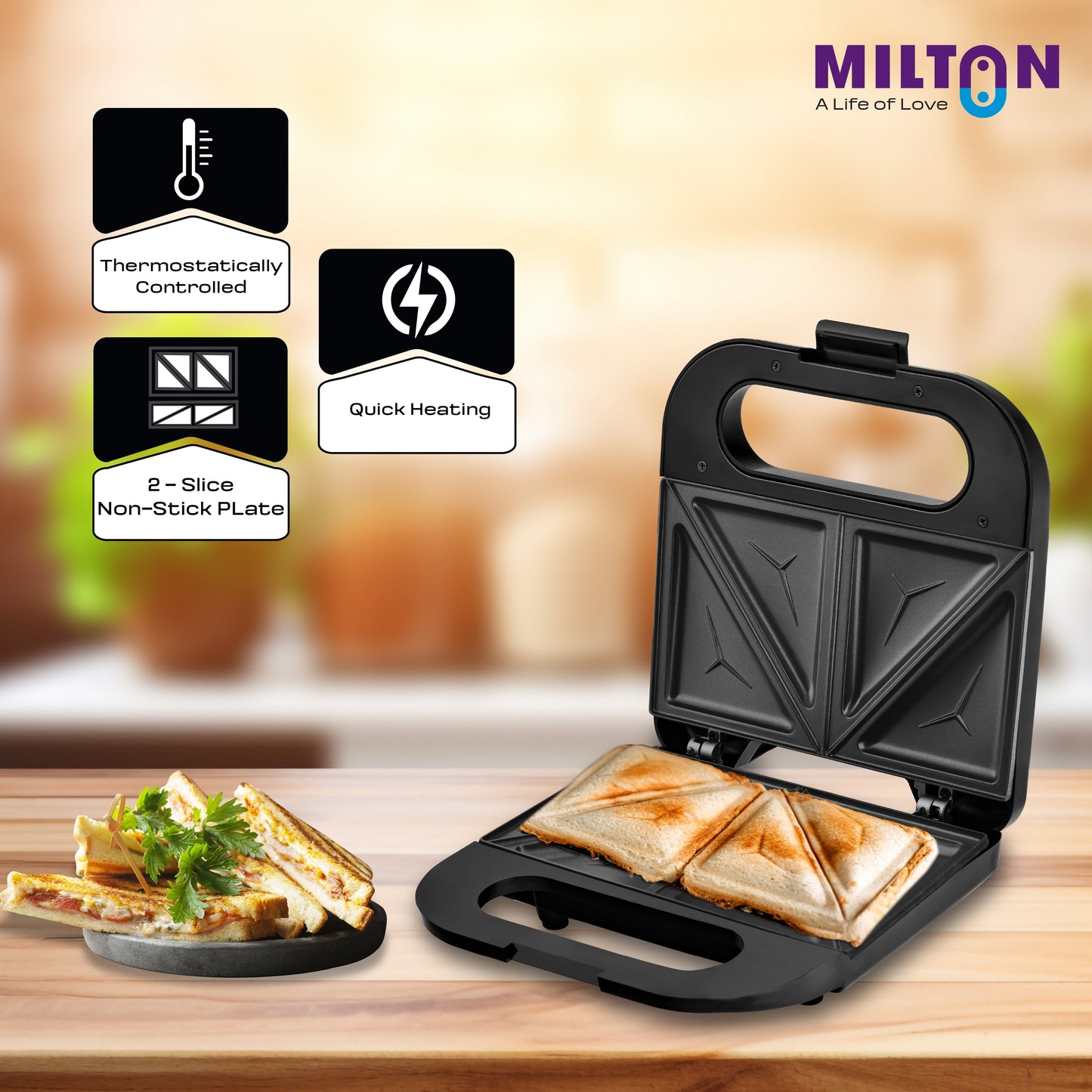 Milton Royal Express 800W 2 Slice Triangular Sandwich Maker