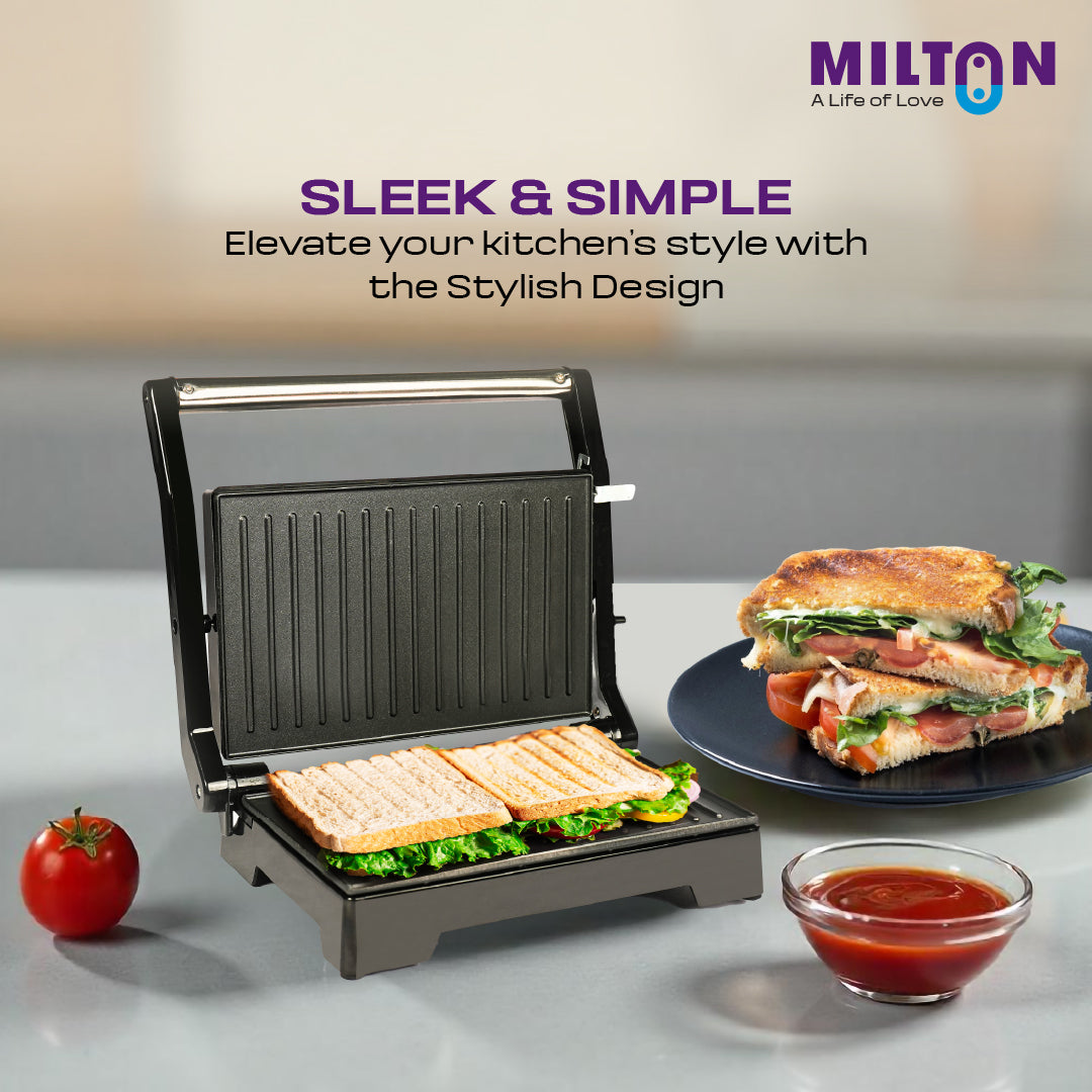 Milton Premium 800W Panini Press Griller Sandwich Maker 180° Rotate