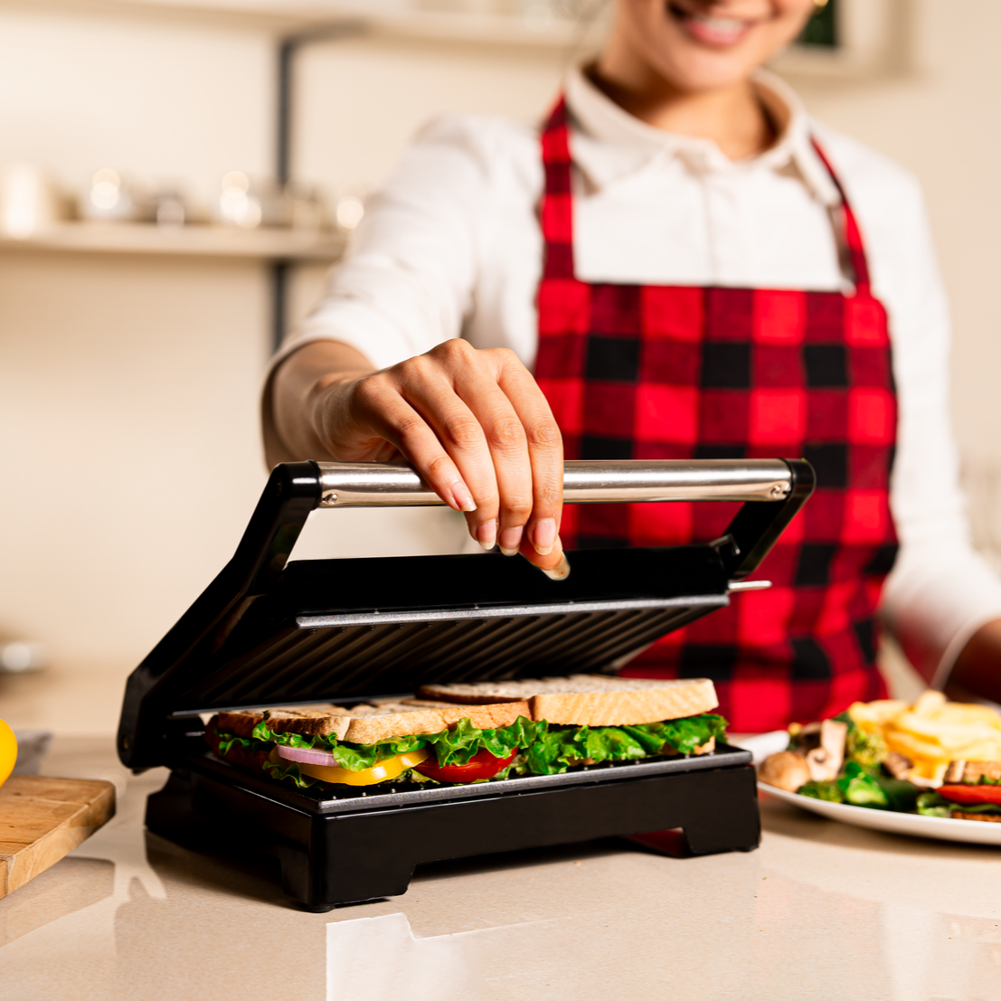 Milton Premium 800W Panini Press Griller Sandwich Maker 180° Rotate