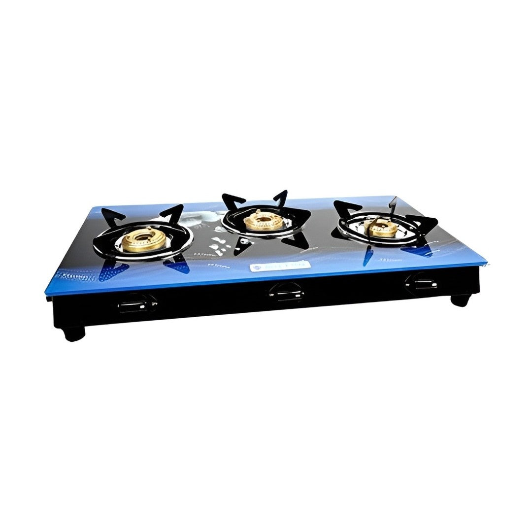 MILTON Premium 3 Burner Gas Stove Manual Ignition Glass Top In 3 Color