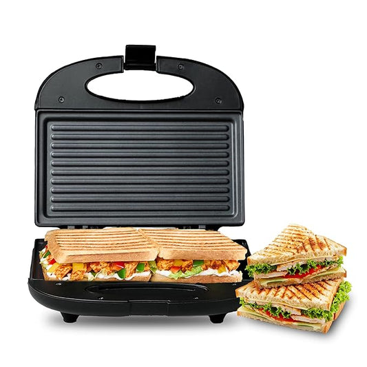 MILTON Express 800 Watt Griller Sandwich Maker with non-stick plates to prepare toasted sandwiches and grill meals quickly and safely
