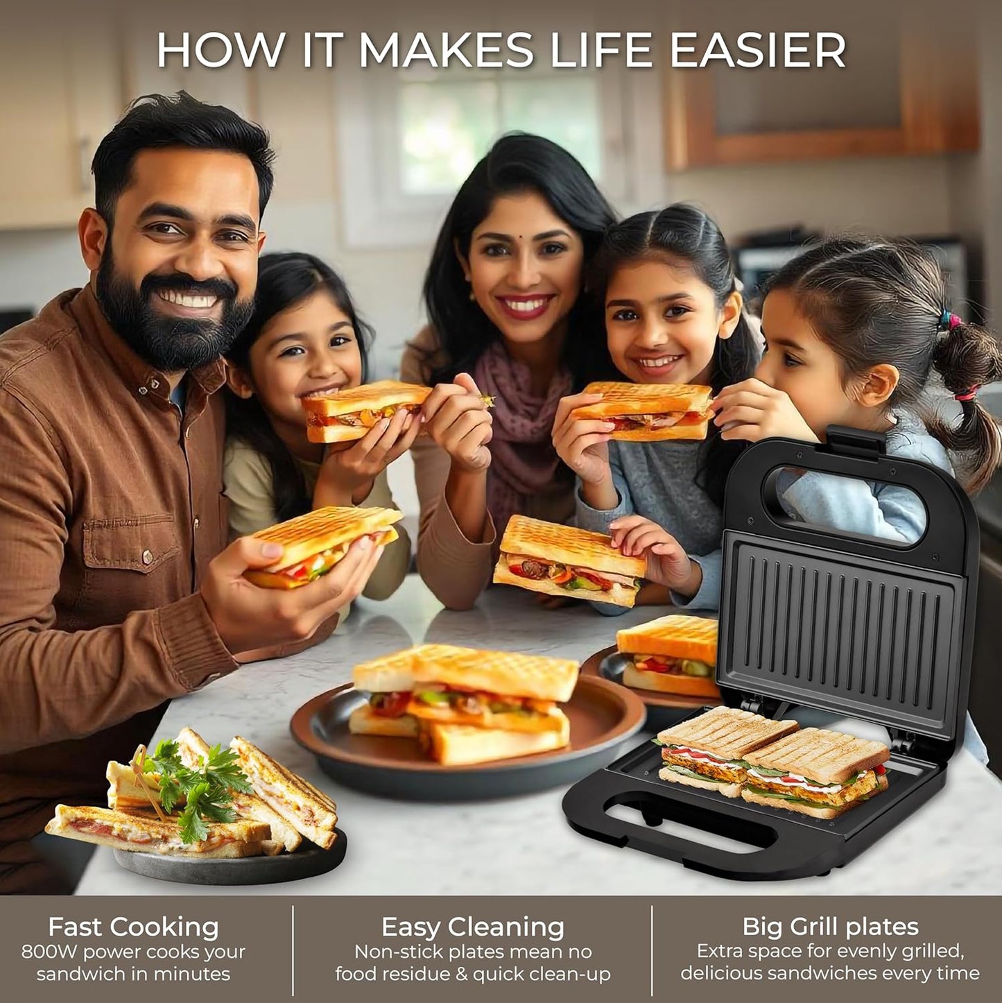 Milton Royal Express 800W Grill Toaster & Sandwich Maker