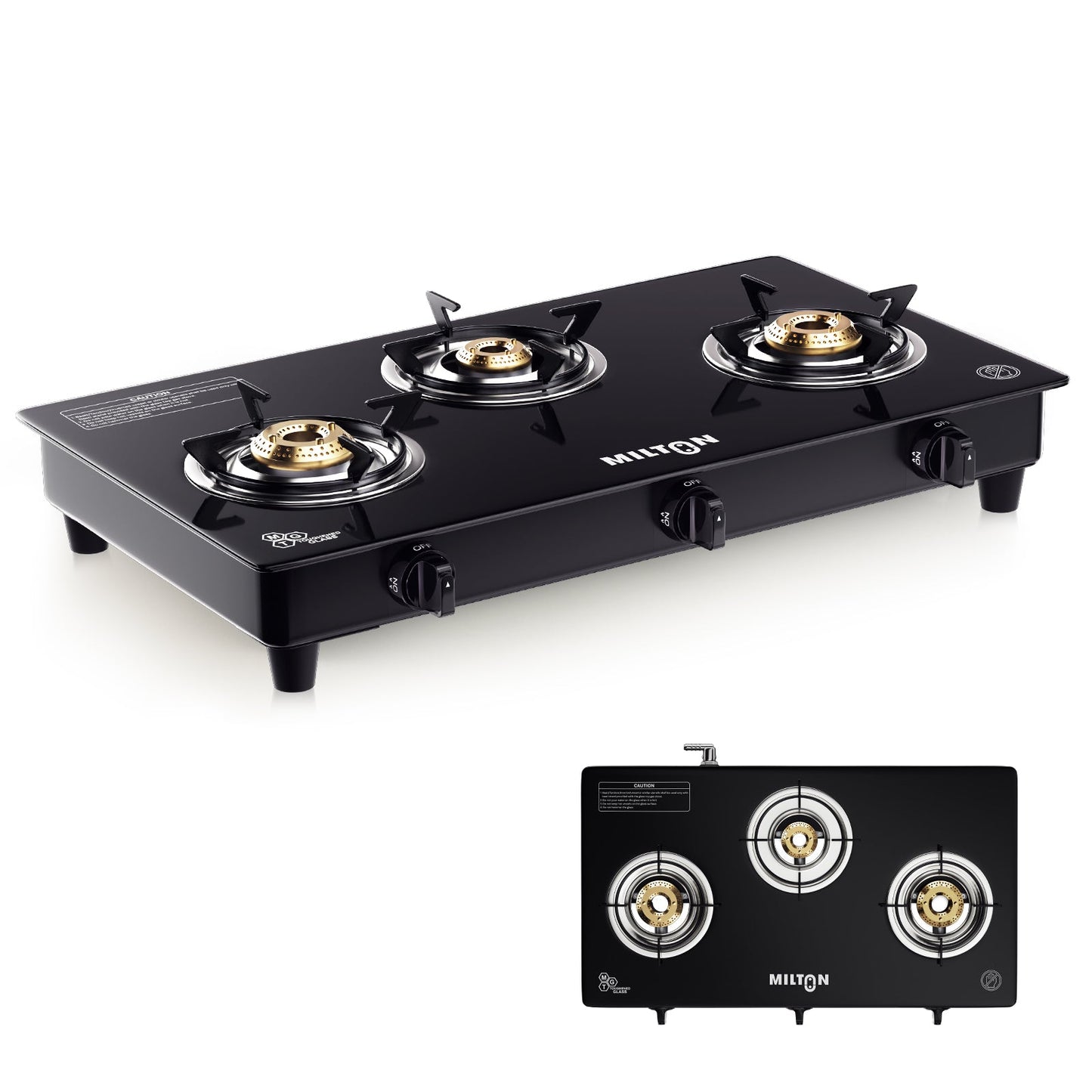 Milton Premium Pro 3 Burners Auto Ignition Gas Stove High Safety Valve