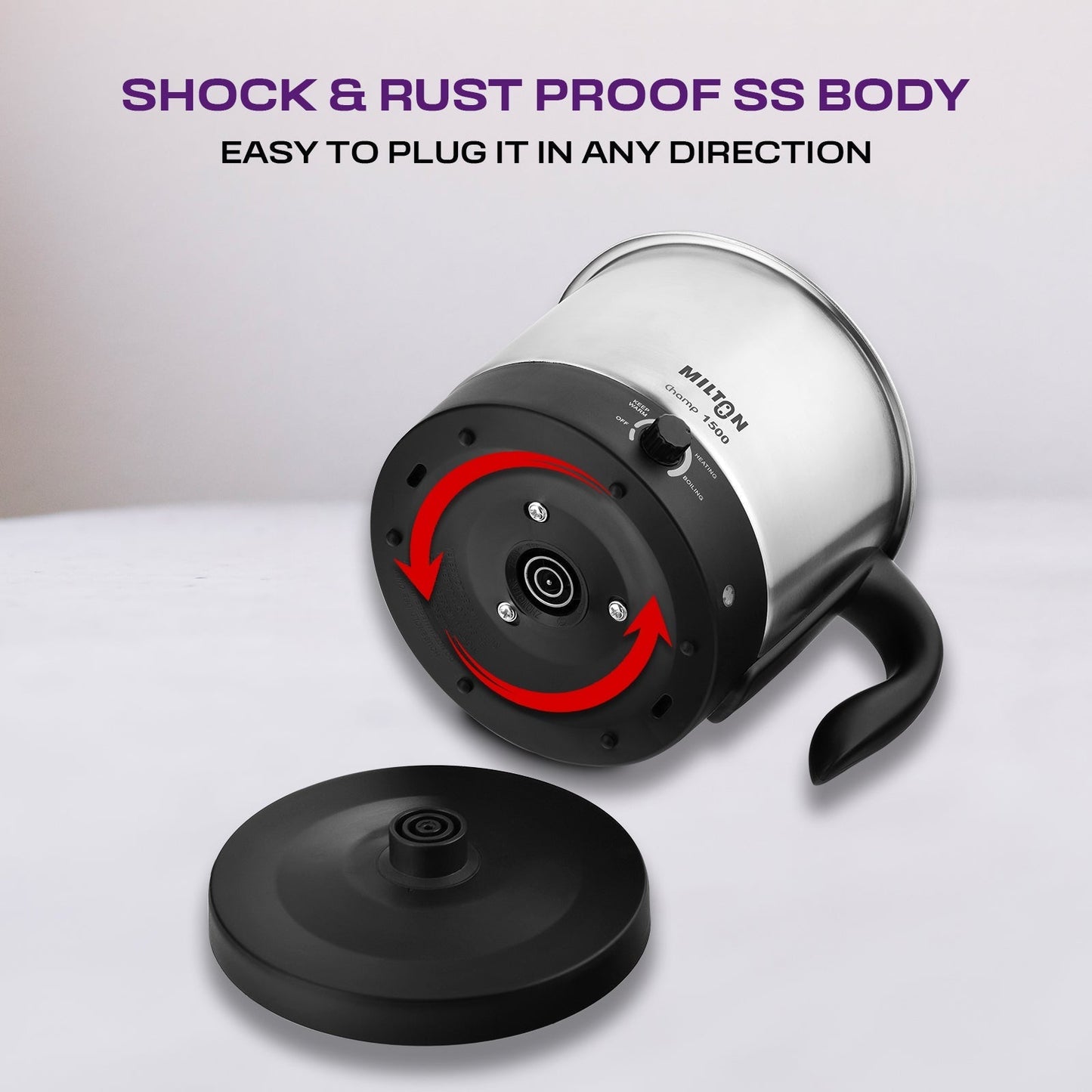 Milton Champ 1500 Watt Electric Multicooker Cum Steamer with adjustable temperature, stainless steel body, and multipurpose design for boiling, steaming, and frying.