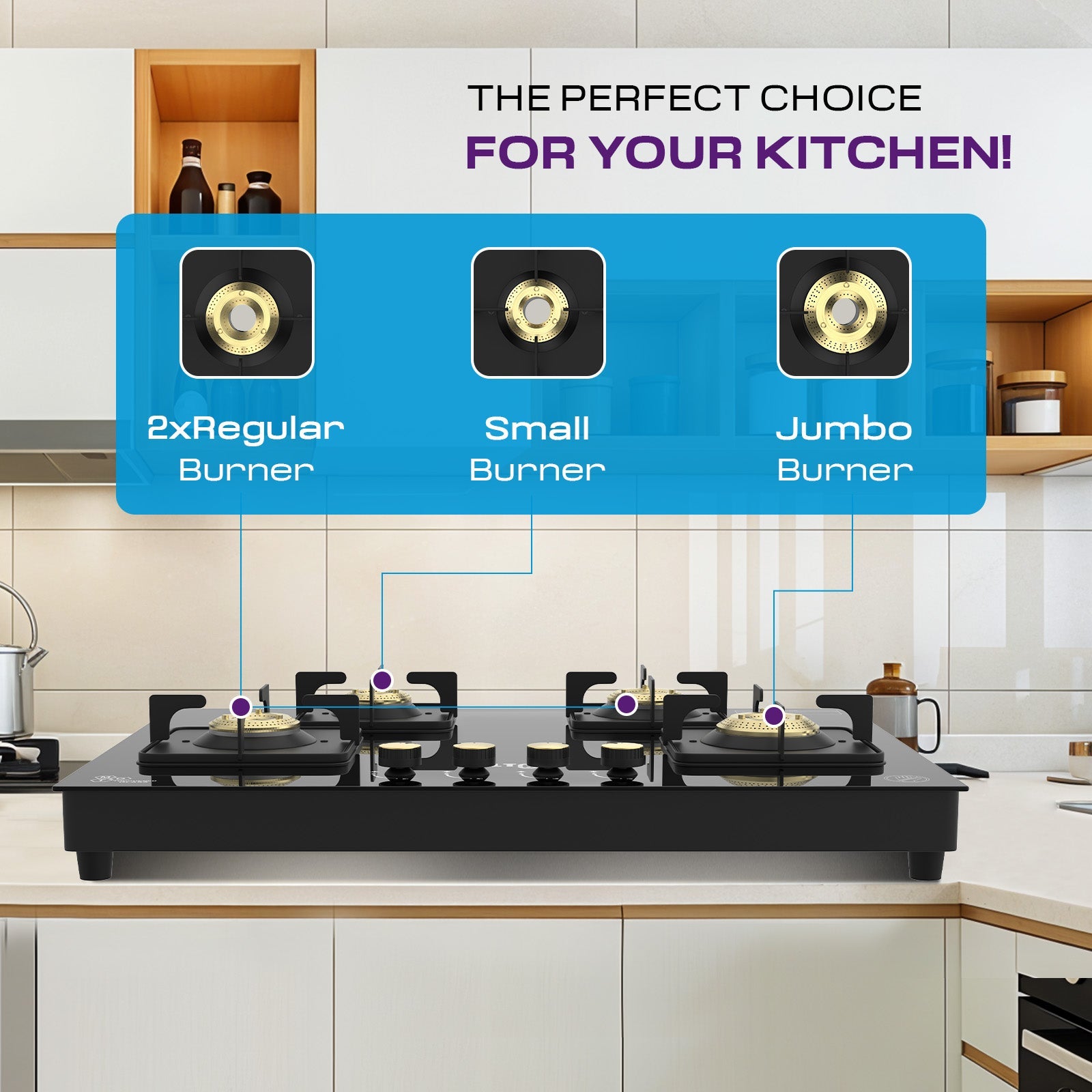 Milton Champion Top Hob 4 Burner Gas Stove Durable Design & Powerful