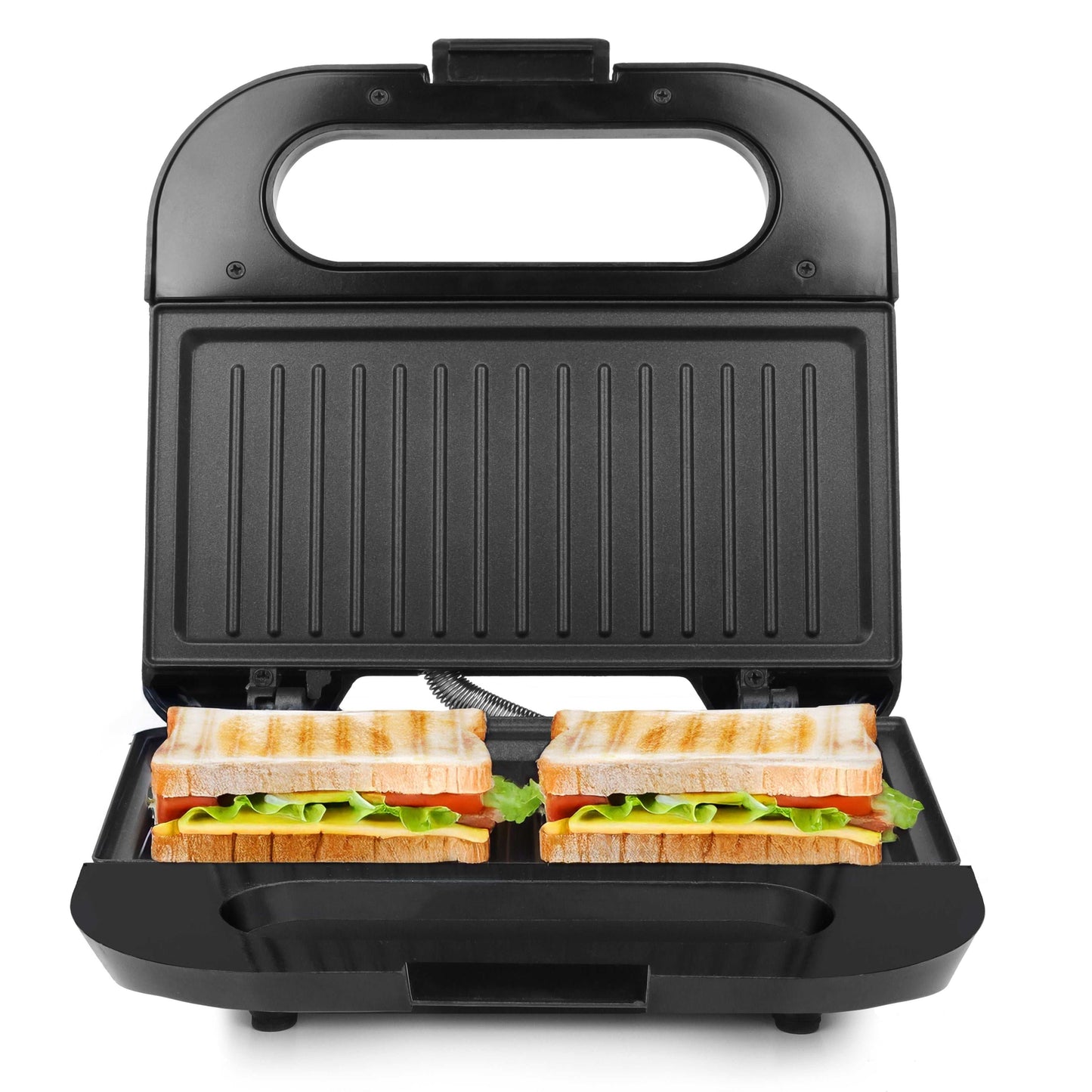 Milton Royal Pro 800W Griller Toaster Sandwich Maker with stainless steel body and non-stick plates grilling two sandwiches