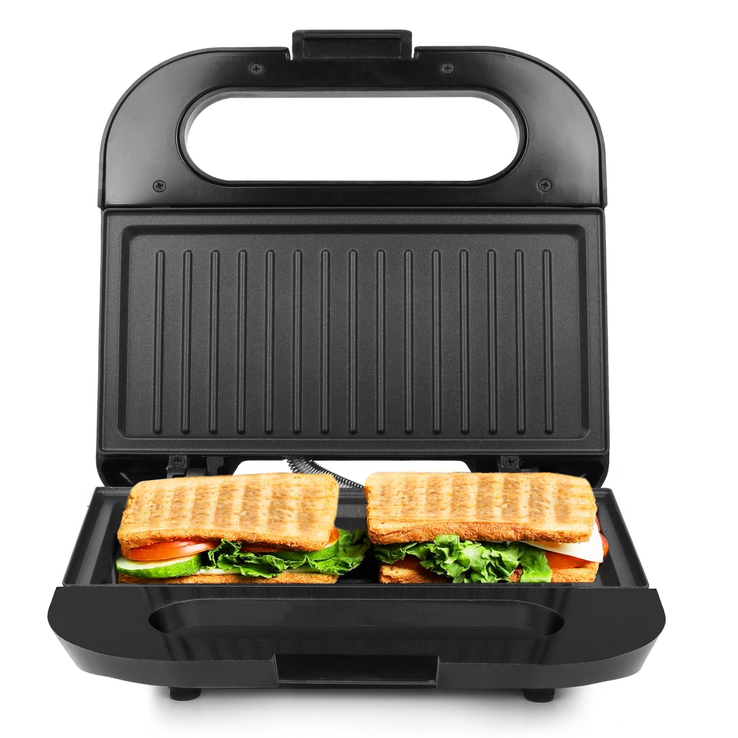 Milton Royal Express 800W Grill Toaster with non-stick large grill plates toasting two sandwiches evenly