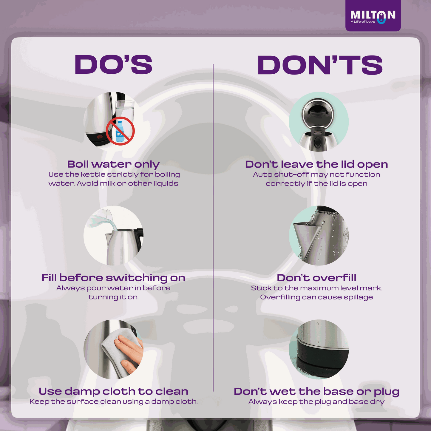 Dos and don’ts guide for using the Milton Electric Kettle safely, enhancing the durability of your water kettle electric.