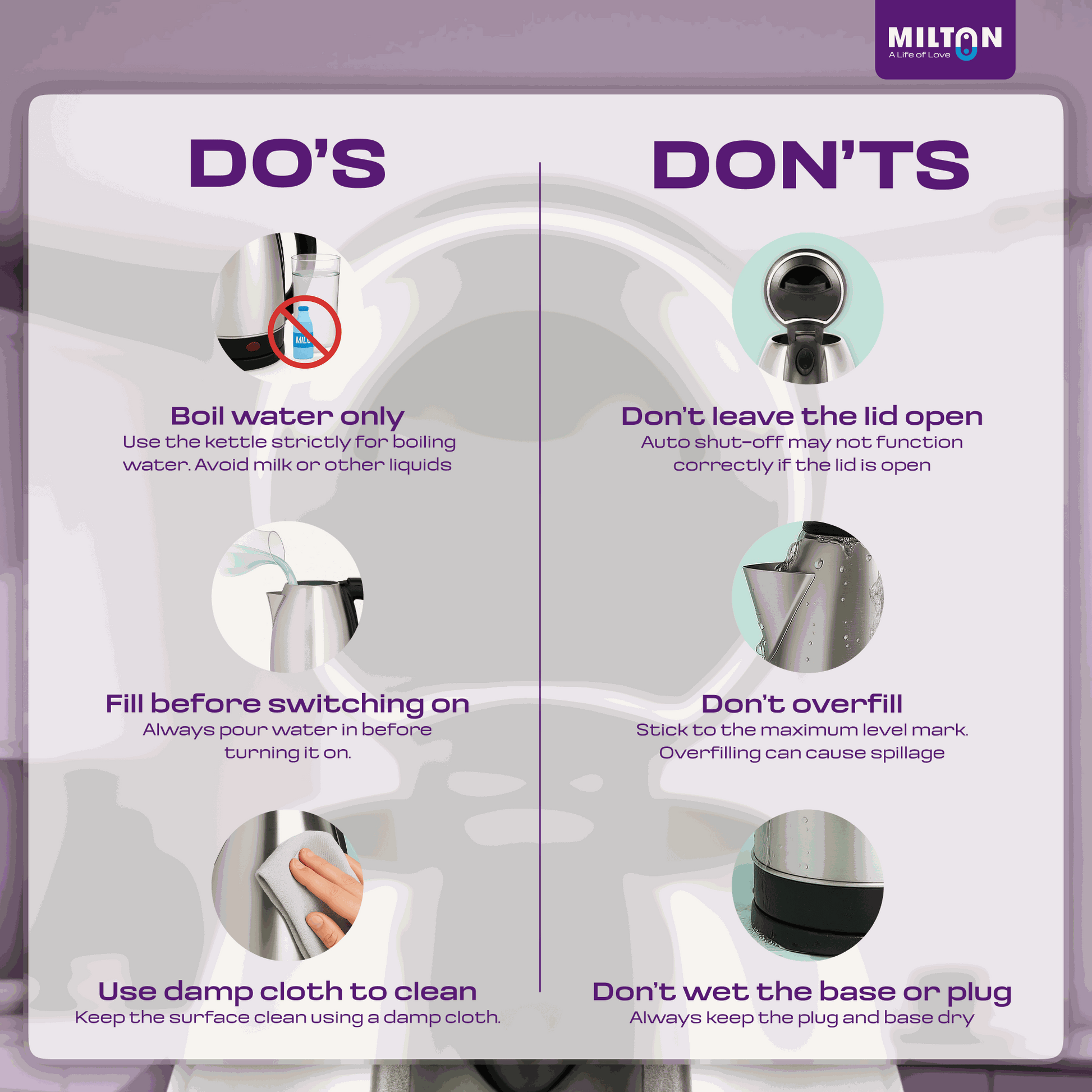 Dos and don’ts guide for using the Milton Electric Kettle safely, enhancing the durability of your water kettle electric.