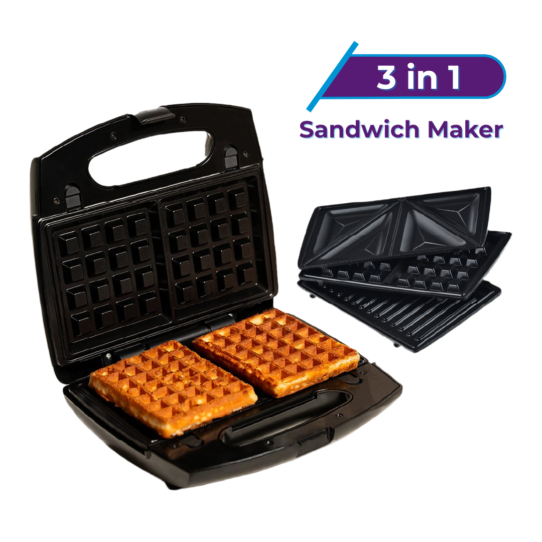 Milton Royal X 3-in-1 Sandwich Maker – 850W | Waffle, Panini Press Grill & Sandwiches
