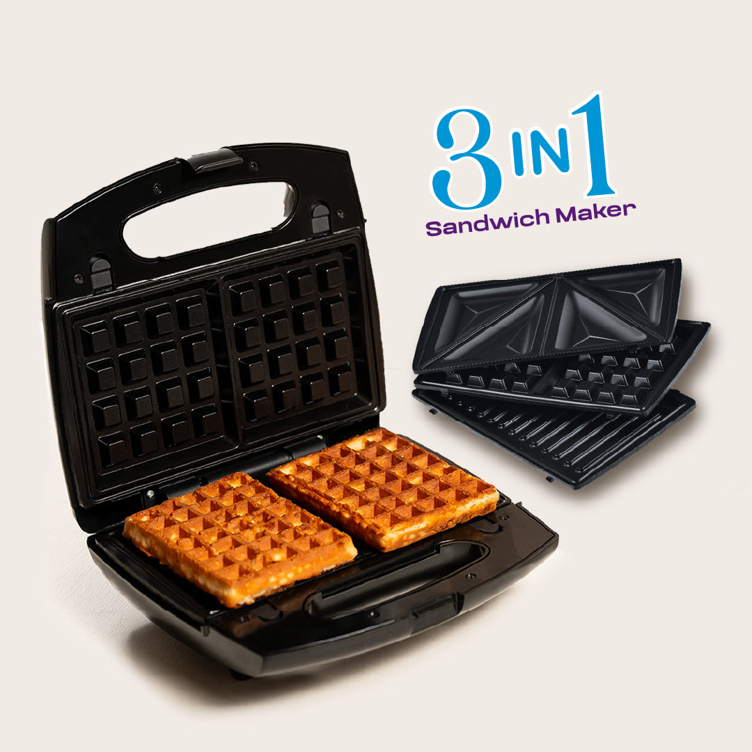 Milton Royal X 3-in-1 Sandwich Maker – 850W | Waffle, Panini Press Grill & Sandwiches