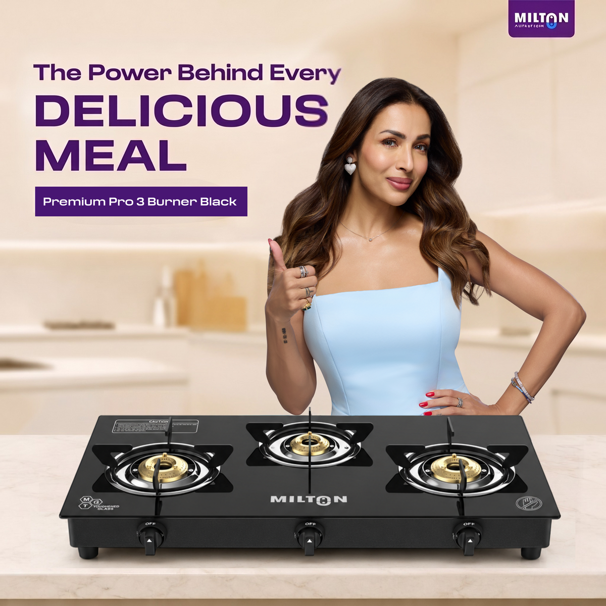 Milton Premium Pro 3 Burners Auto Ignition Gas Stove
