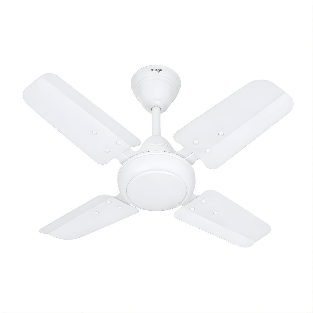 MILTON Brezza 600 mm Ceiling Fans for Home | Energy Efficient Motor | High Air Delivery 600mm ceiling fan | 24 inch High Speed fan ceiling | 2 Yr Warranty | Glossy White