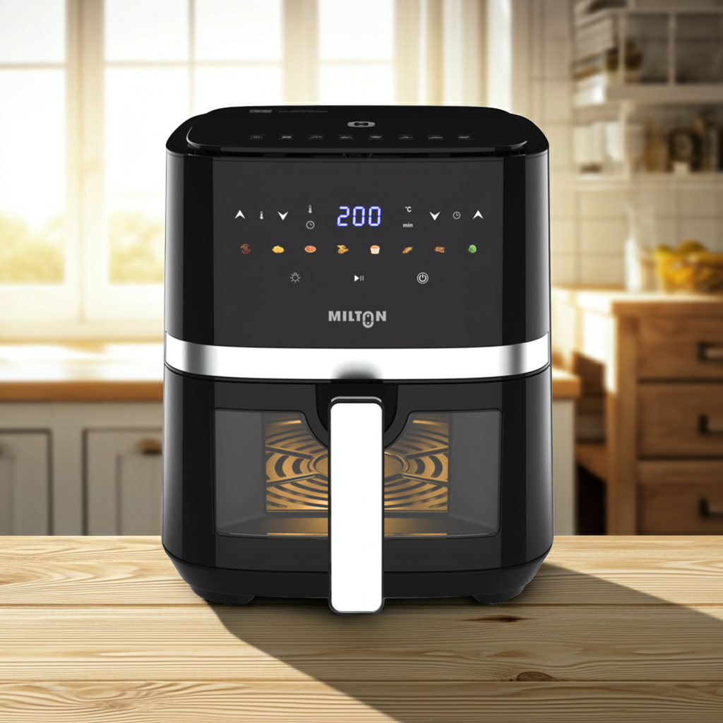 Milton Rapid Digital Air Fryer 5L | 1450W | 360° High Speed Air Circulation | Up to 90% Less Oil Usage | 8 Preset Menus | Touch Control Panel & Digital Display | Auto Shut-Off | 2 Year Warranty
