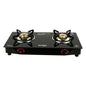 MILTON Premium 2 Burner Black Manual Ignition Toughened Glass Top Gas Stove, Heavy-Duty Brass Burners (ISI Certified) 2 Yr Warranty