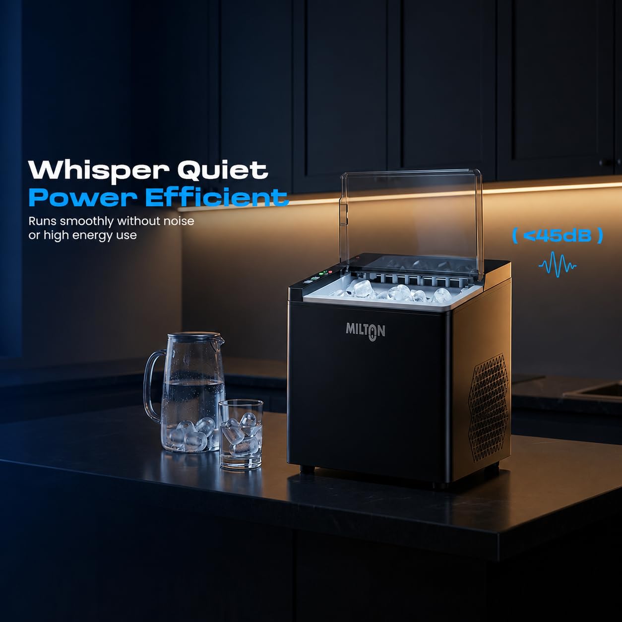 Milton Ice Maker Machine 1.5L 9 Bullet Ice Cubes in 6–8 Mins 12Kg/24Hrs 2 Size ice cubes Portable Countertop Ice Maker 2Yr warranty