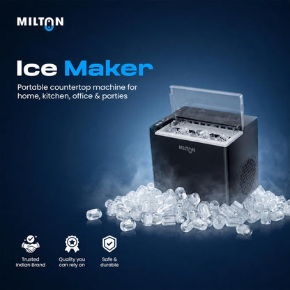 Milton Ice Maker Machine 1.5L 9 Bullet Ice Cubes in 6–8 Mins 12Kg/24Hrs 2 Size ice cubes Portable Countertop Ice Maker 2Yr warranty