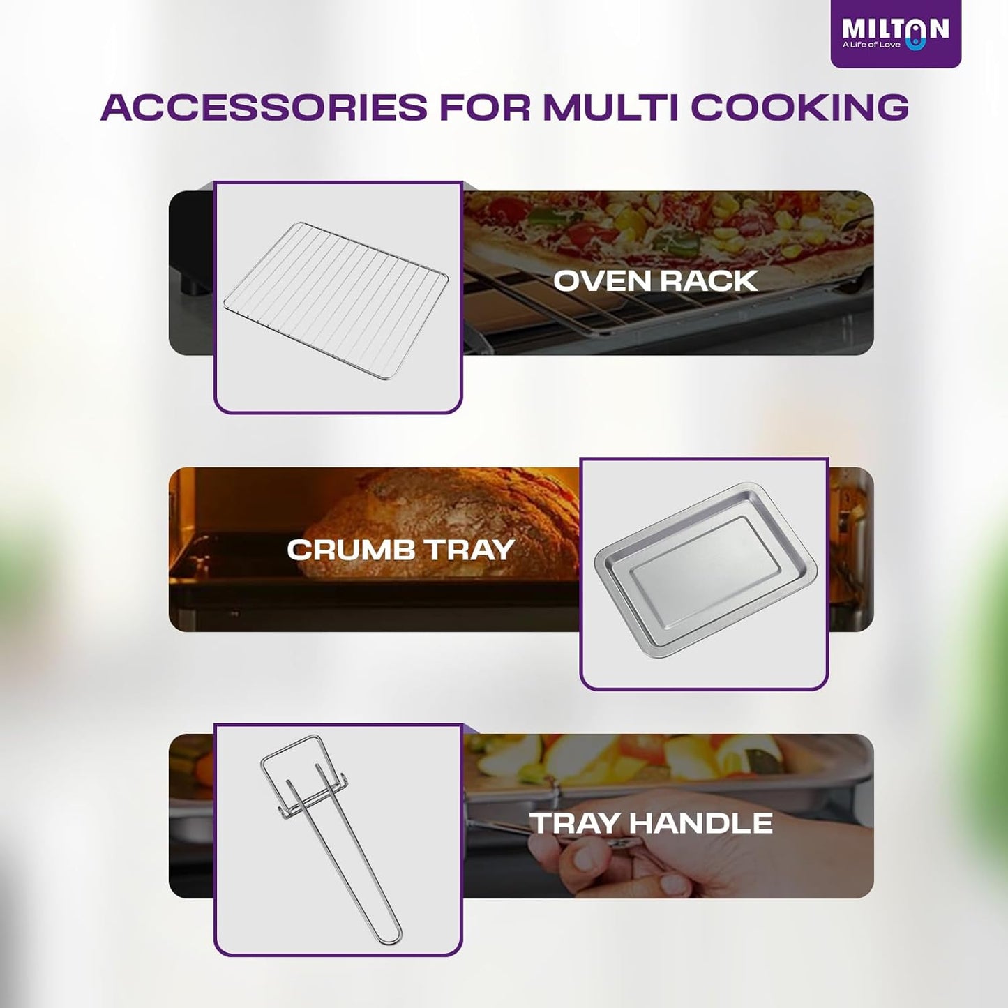 Milton 10L Oven Toaster Griller – Royal Black Finish | 800W | Ideal for Toast, Bake & Grill