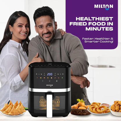 Milton Rapid Digital Air Fryer 5L | 1450W | 360° High Speed Air Circulation | Up to 90% Less Oil Usage | 8 Preset Menus | Touch Control Panel & Digital Display | Auto Shut-Off | 2 Year Warranty