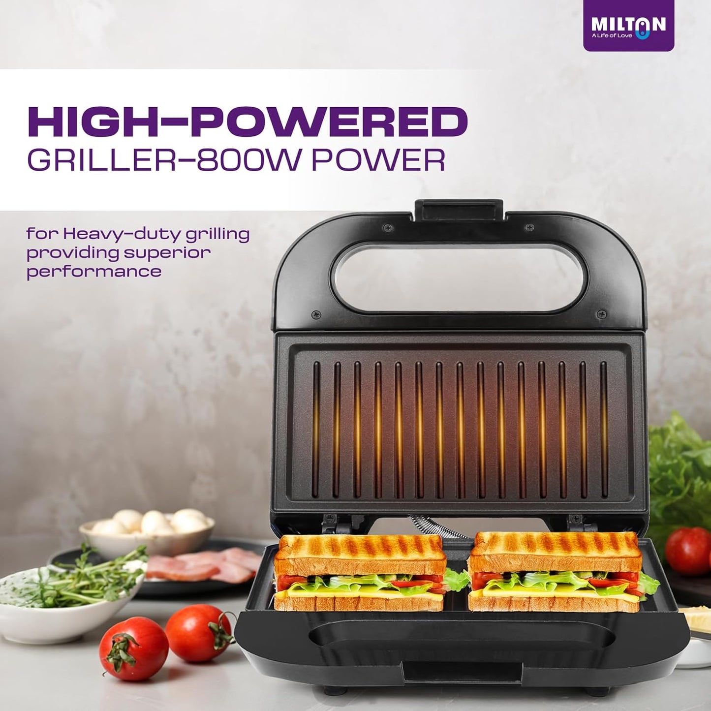 Milton Royal Pro 800W Griller Toaster Sandwich Maker