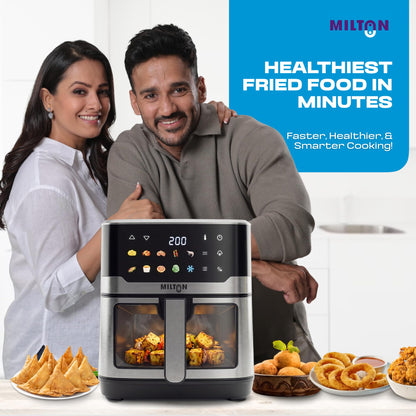 Milton Steam Air Fryer Oven 6.5L, 2200W | Air Fry, Bake, Roast & Steam | Glass Window | 360° Rapid Air Circulation | 10 Presets | Digital Touch Panel | Up to 90% Less Oil | Auto Shut-Off | 2 Year Warranty