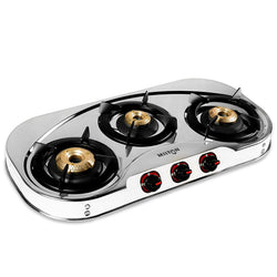 Stainless Steel Gas Stove MILTON Royal 3 Burner with Manual Ignition