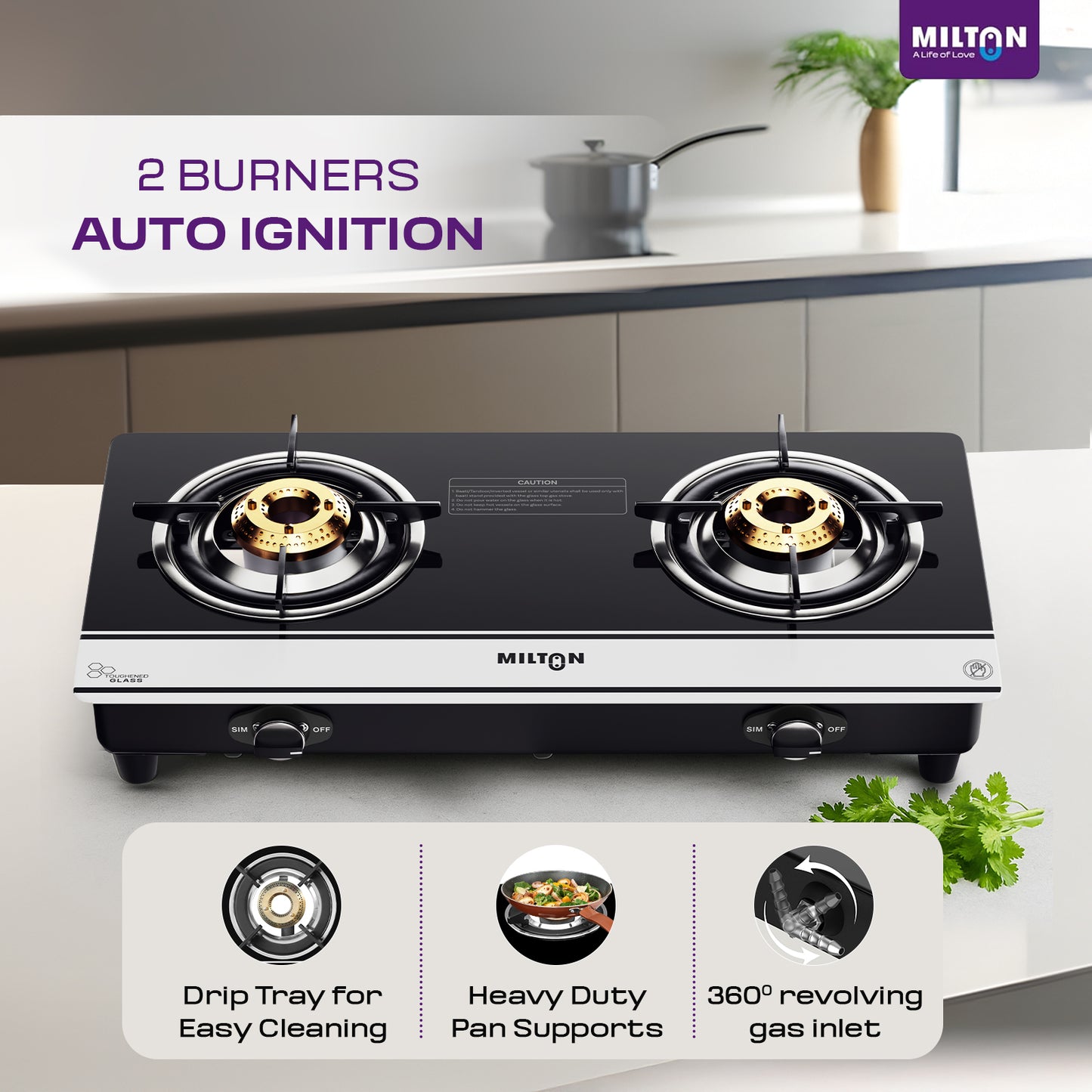 Milton Ignis Pro 2 Burners Auto Ignition Gas Stove