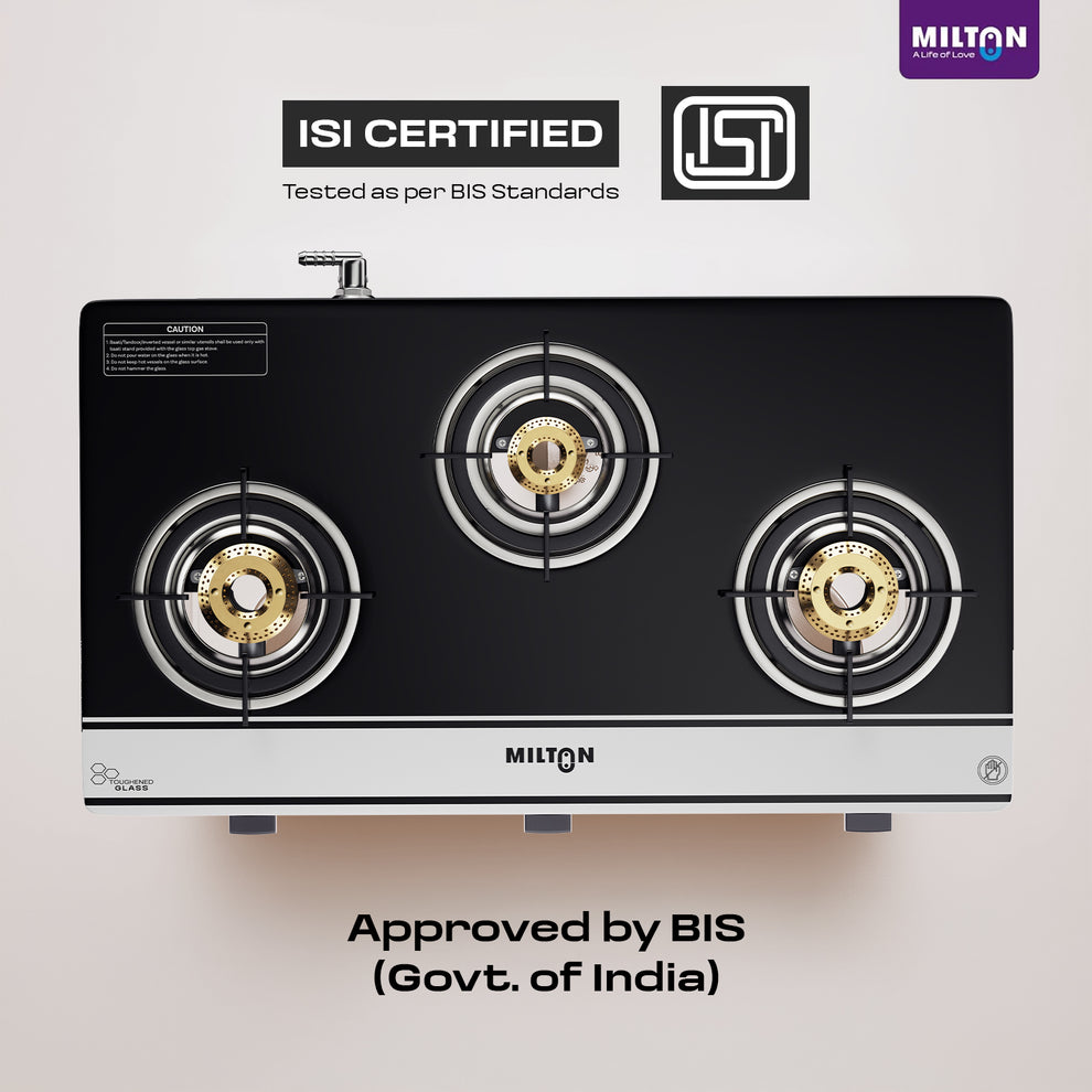 Milton Ignis Pro 3 Burners Auto Ignition Gas Stove | ISI Certified | 6 ...