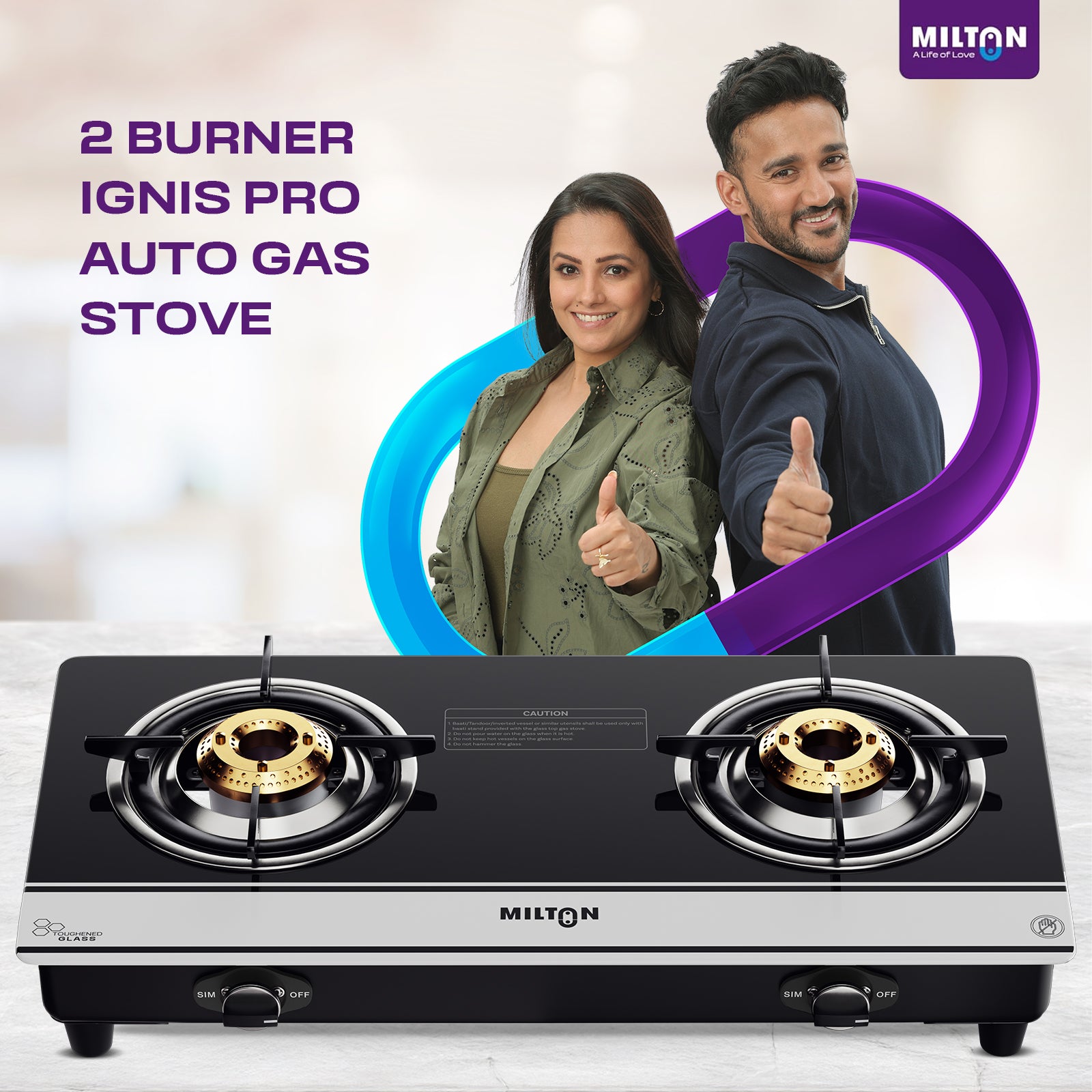 Milton Ignis Pro 2 Burners Auto Ignition Gas Stove