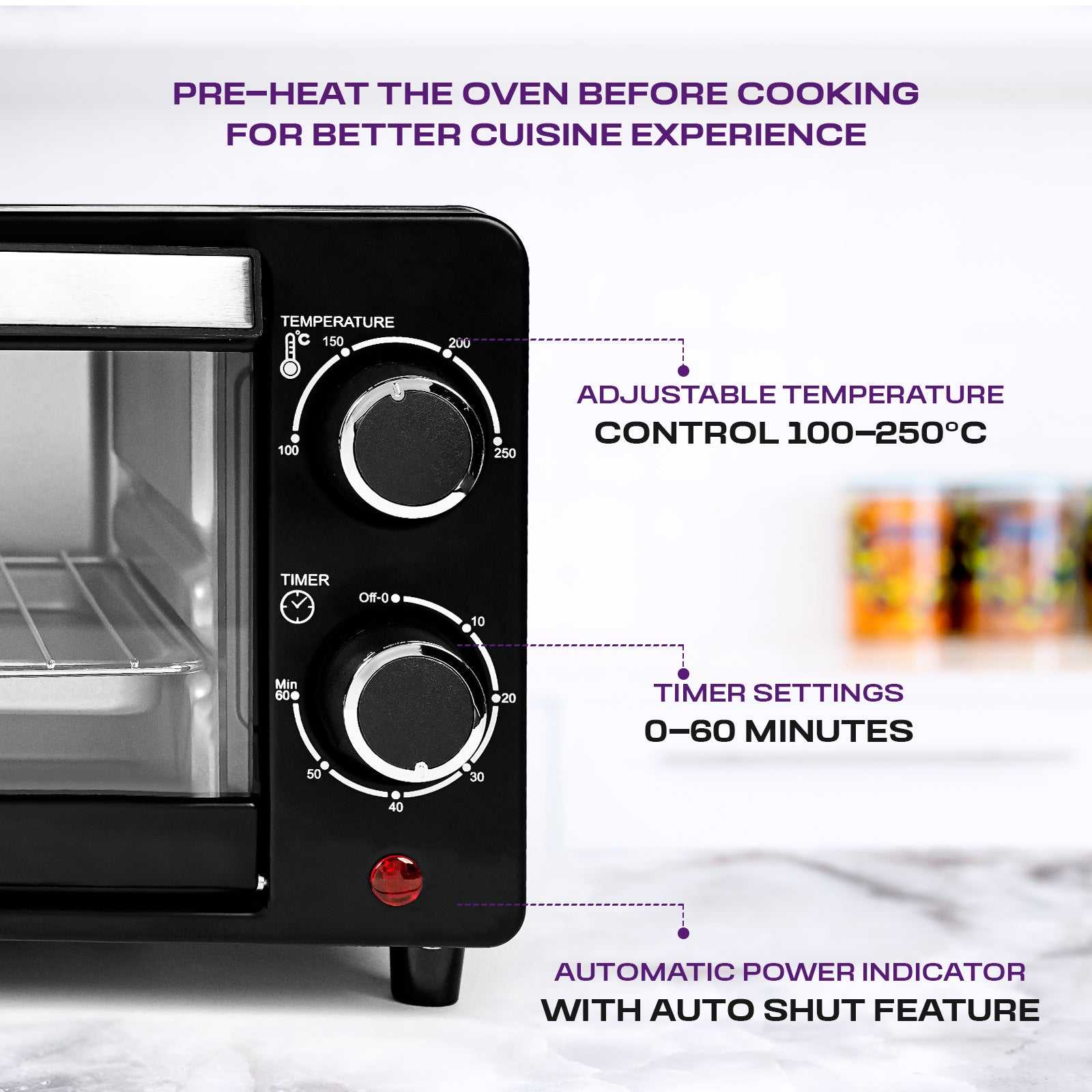 Milton 10L Oven Toaster Griller with heat-resistant glass door and compact stainless steel body.