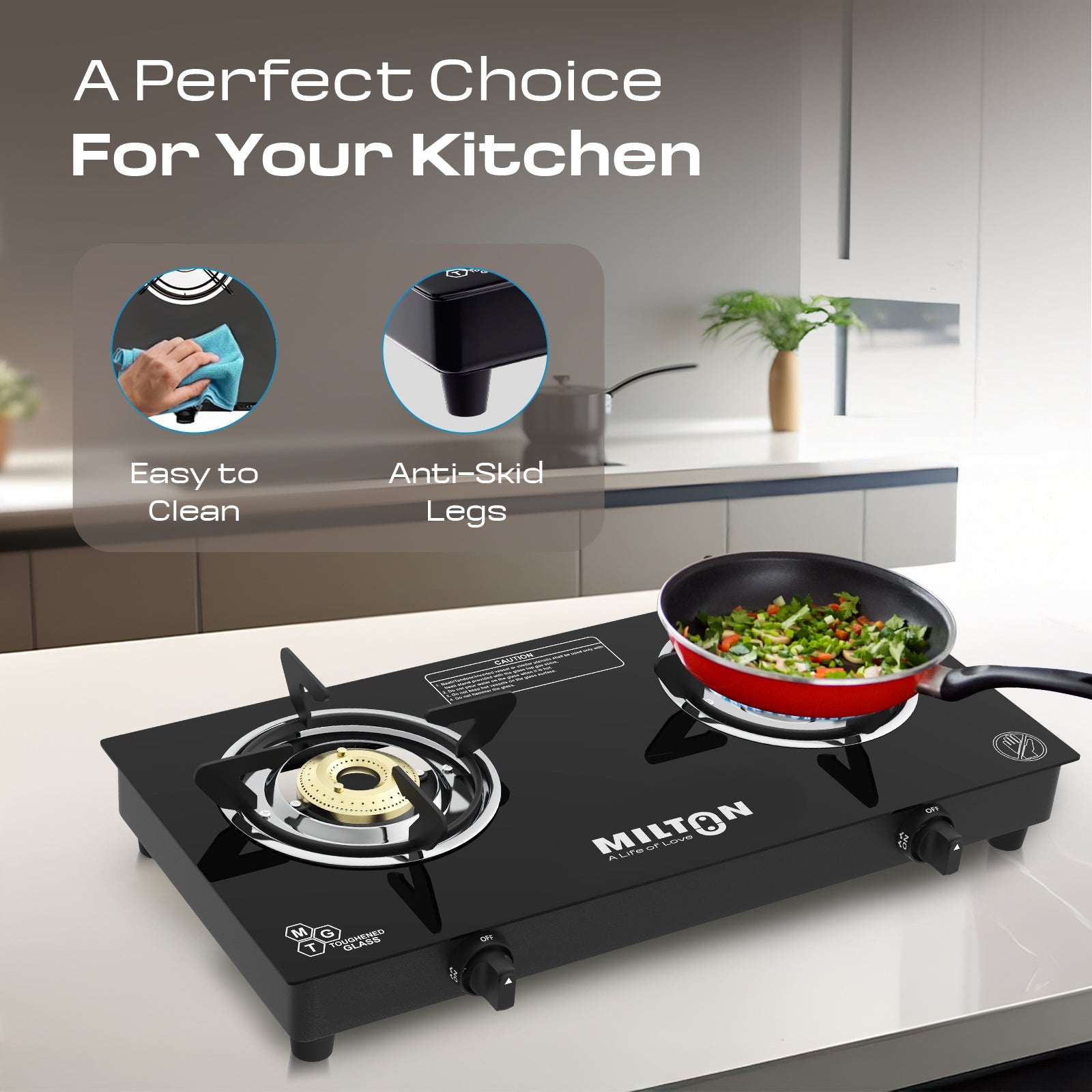 Milton Premium Pro 2 Burners Auto Ignition Gas Stove Durable & Stylish
