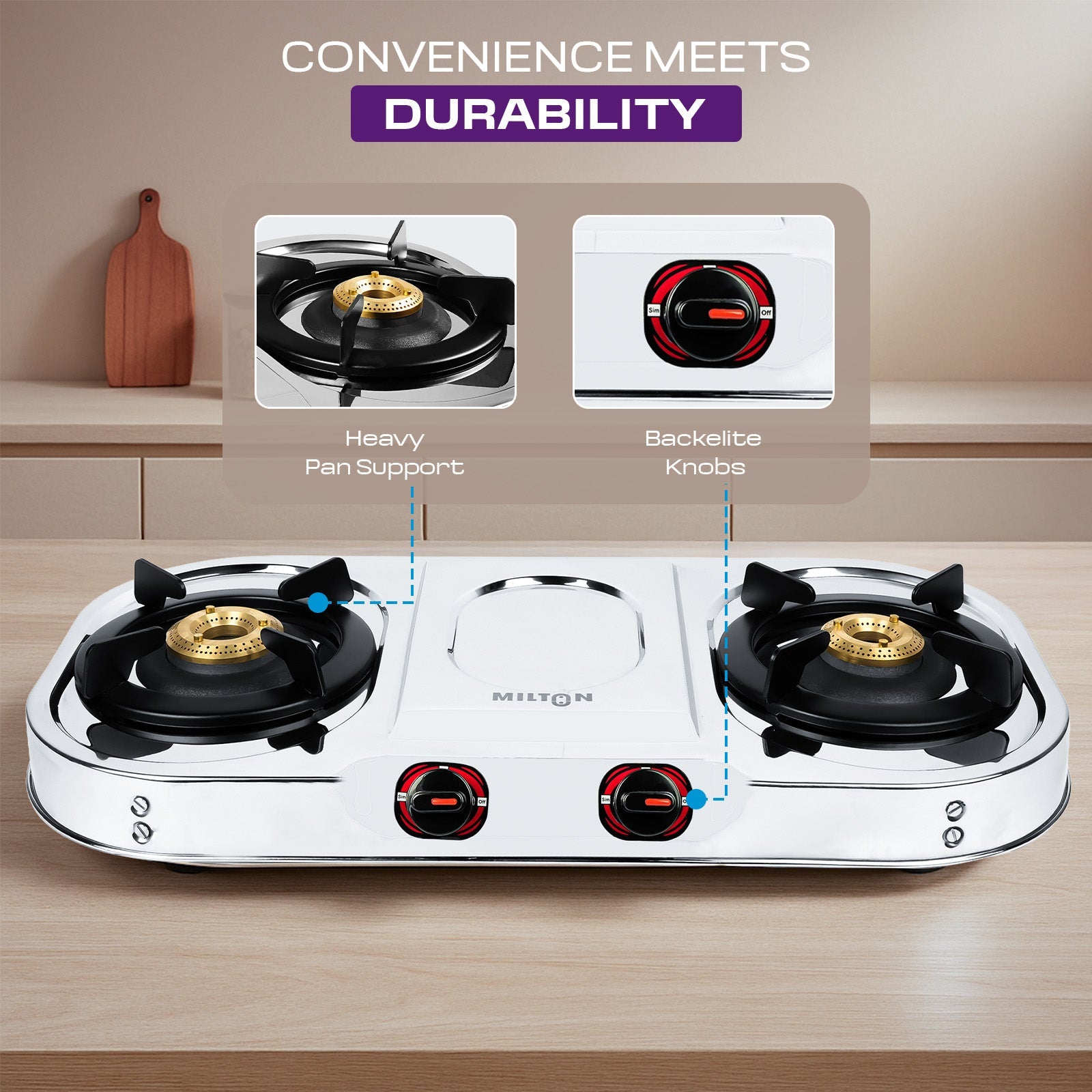 MILTON Royal Stainless Steel 3 Burners Gas Stove