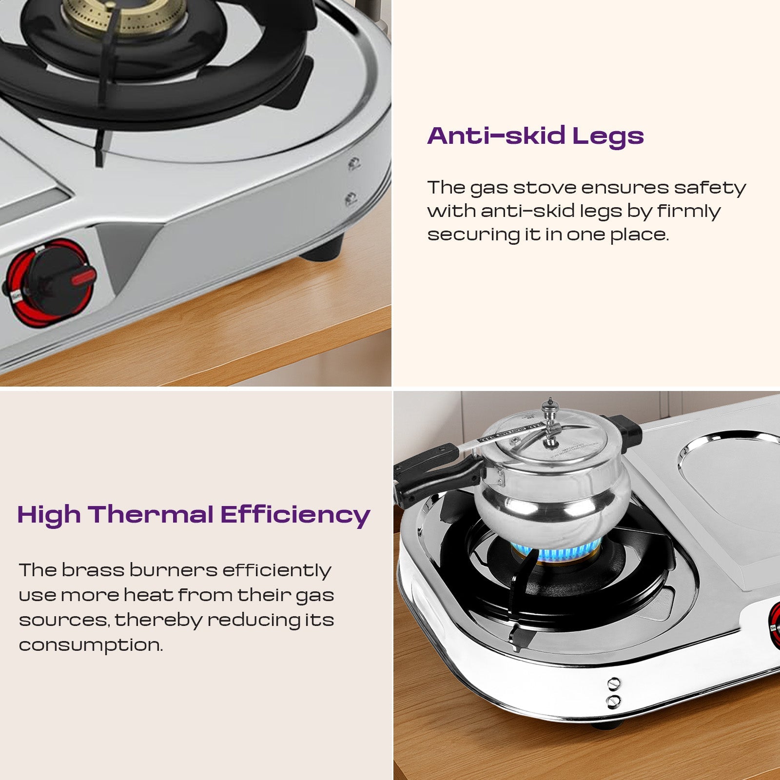 MILTON Royal Stainless Steel 3 Burners Gas Stove