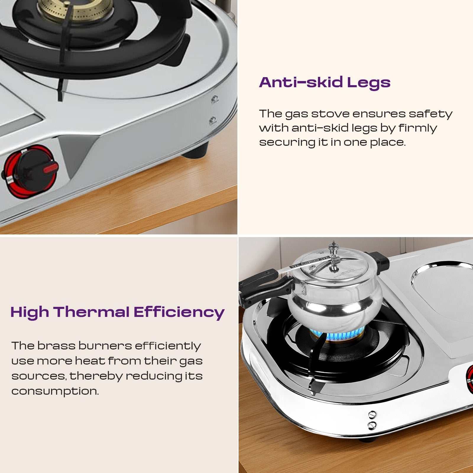 Stainless Steel Gas Stove Body MILTON Royal 2 Burner - Durable Compact