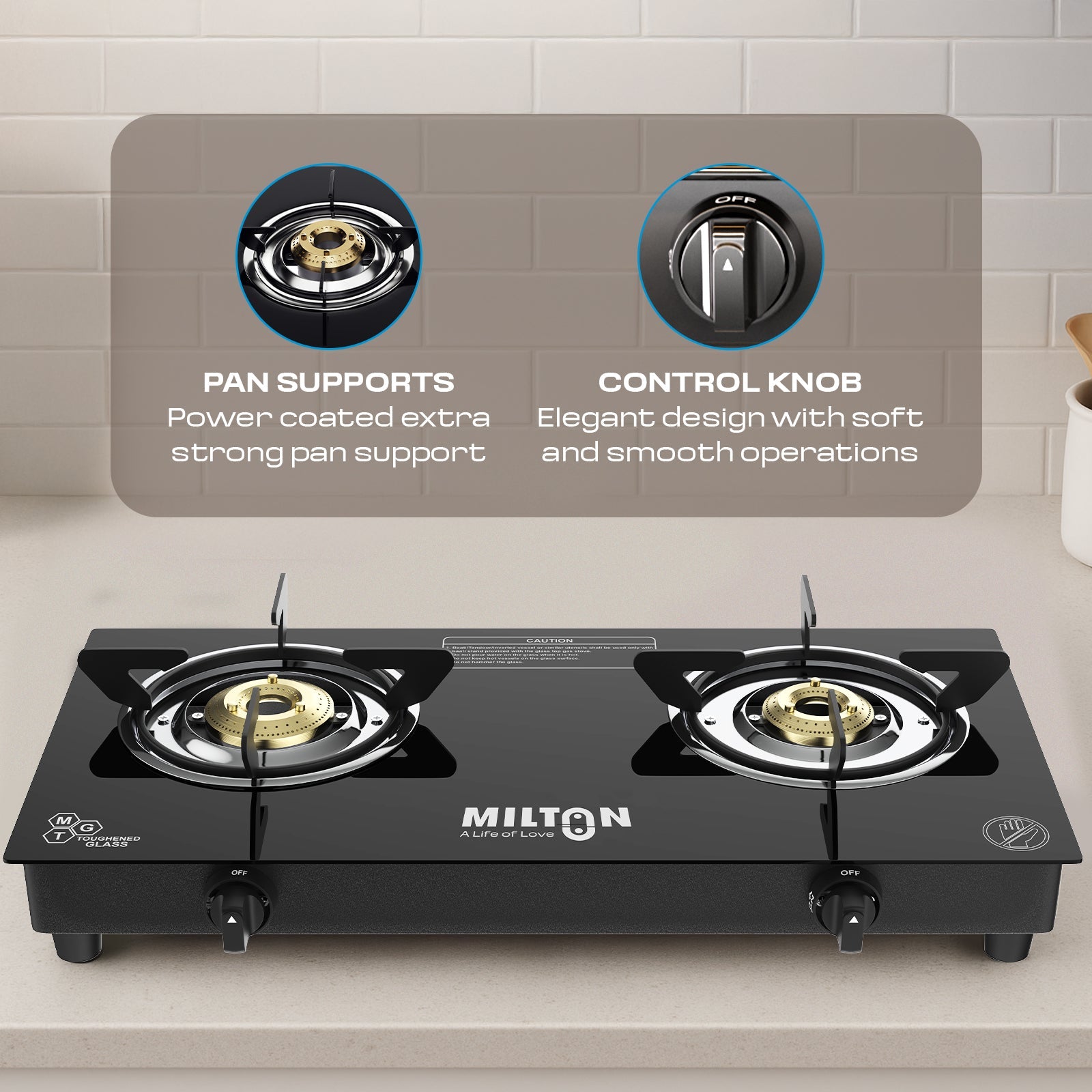 Milton Premium Pro 2 Burners Auto Ignition Gas Stove Durable & Stylish