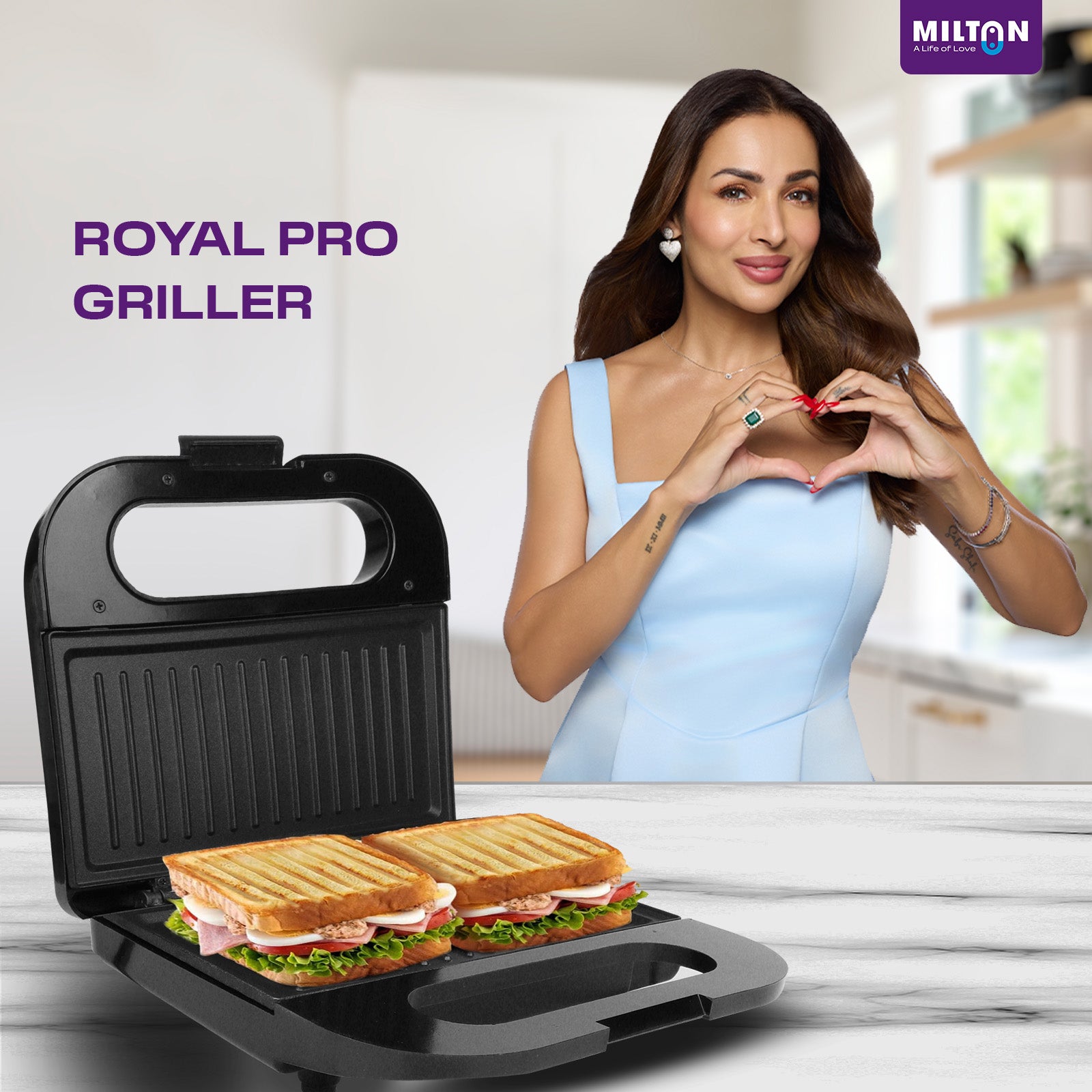 Milton Royal Pro 800W Griller Toaster Sandwich Maker