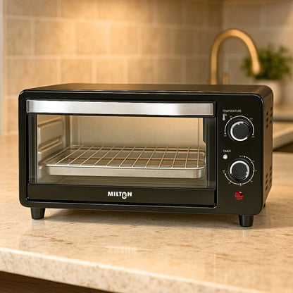 Milton 10L Oven Toaster Griller – Royal Black Finish | 800W | Ideal for Toast, Bake & Grill