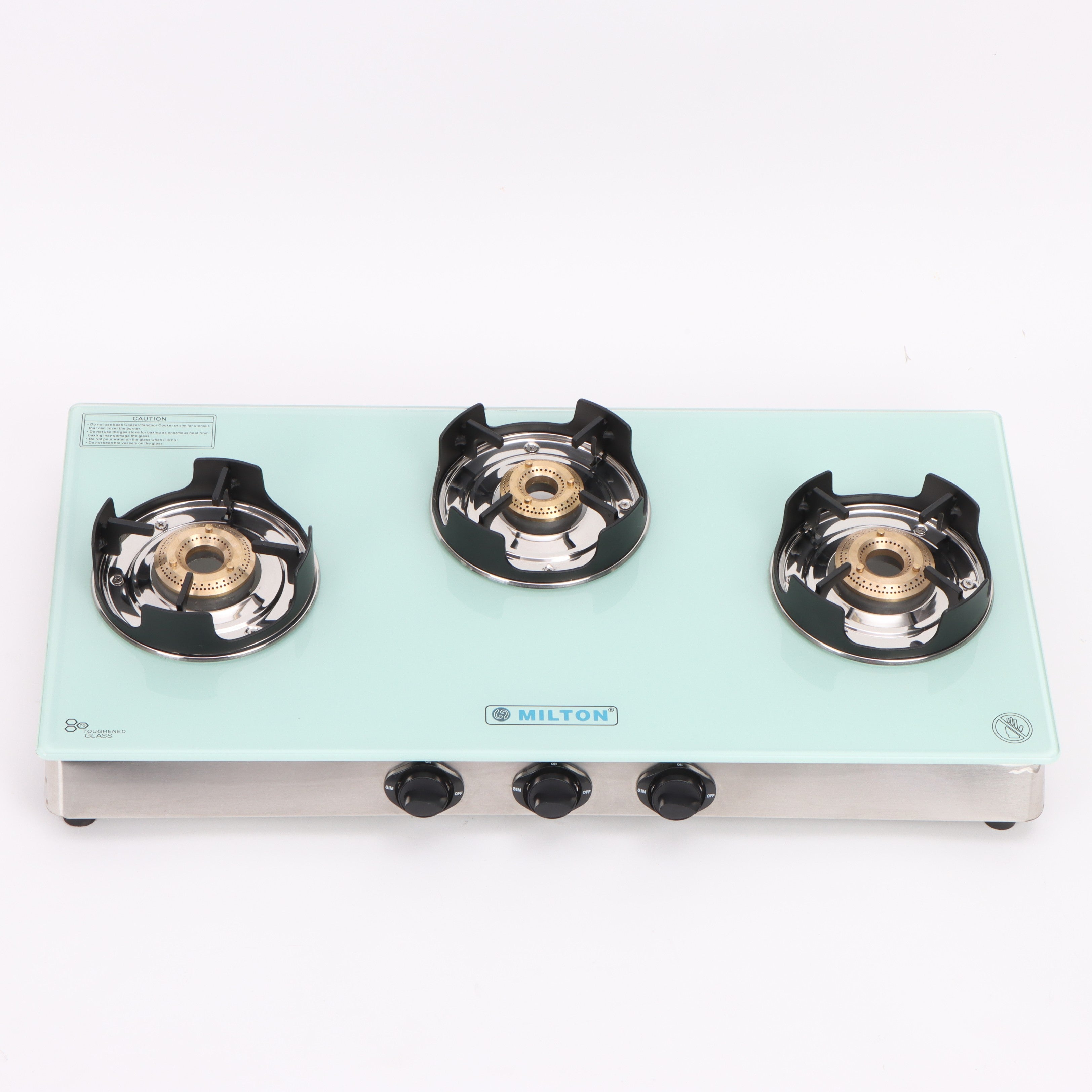 MILTON Crysto Toughened Glass Top Gas Stove 3 Burners