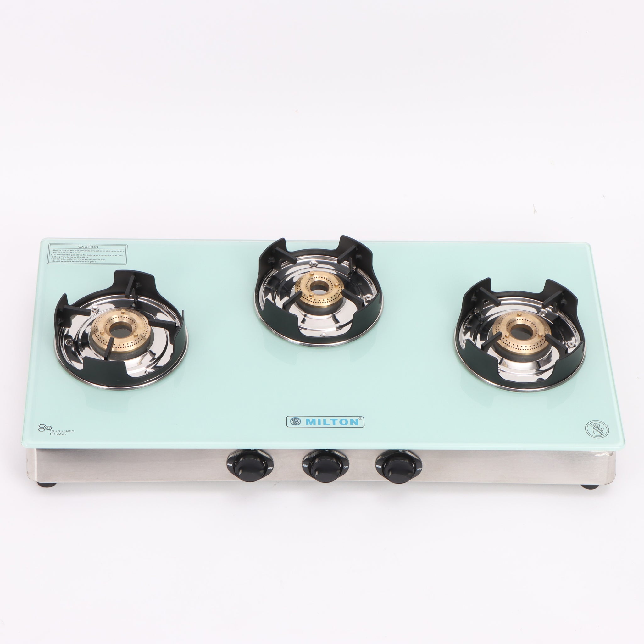 MILTON Crysto Toughened Glass Top Gas Stove 3 Burners