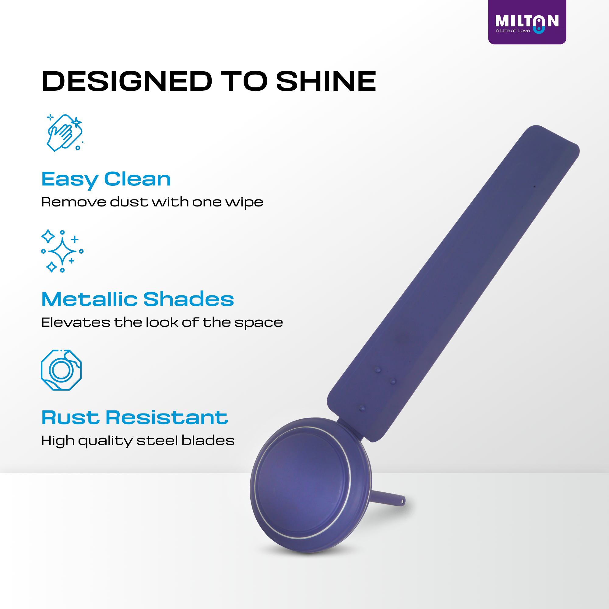 MILTON Brezza 1200mm Ceiling Fan – High-Speed, Silent & Stylish Cooling