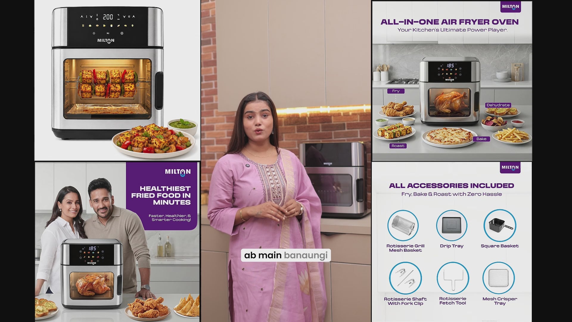 Load video: Milton Air Fryer 16L