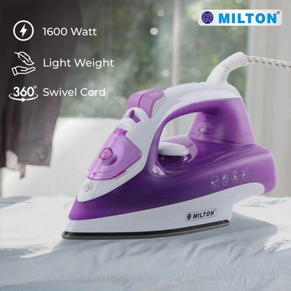 Milton Supreme DX 1600W Steam Iron for Clothes Ceramic Soleplate & 280ml Water Tank 2 Yr Warranty